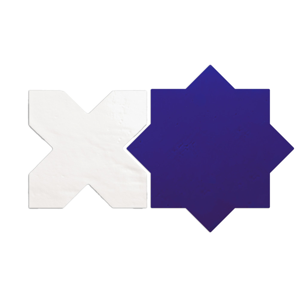 Argile Star Blu with Bianco Cross 7 in. x 14 in. Porcelain Floor and Wall Tile