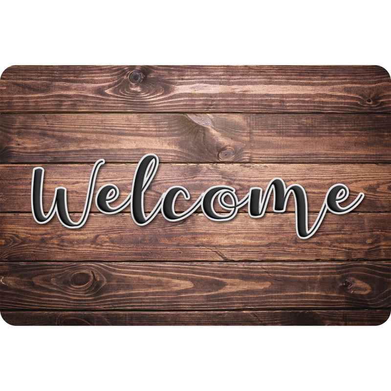 The Original Fun Mat™, Welcome Mat, 15.5" x 23.5", Rustic Wood Welcome