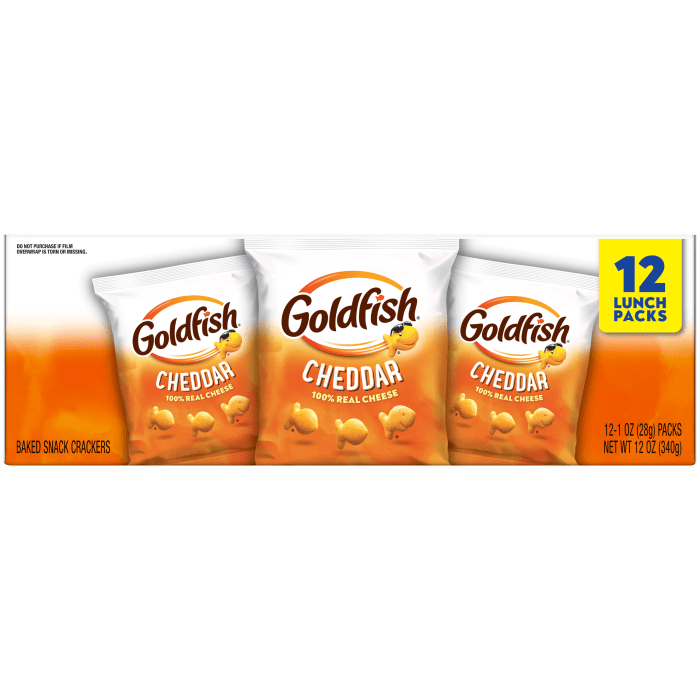 Goldfish® Cheddar Crackers, 12 count box, 1 oz, bag - Back Image