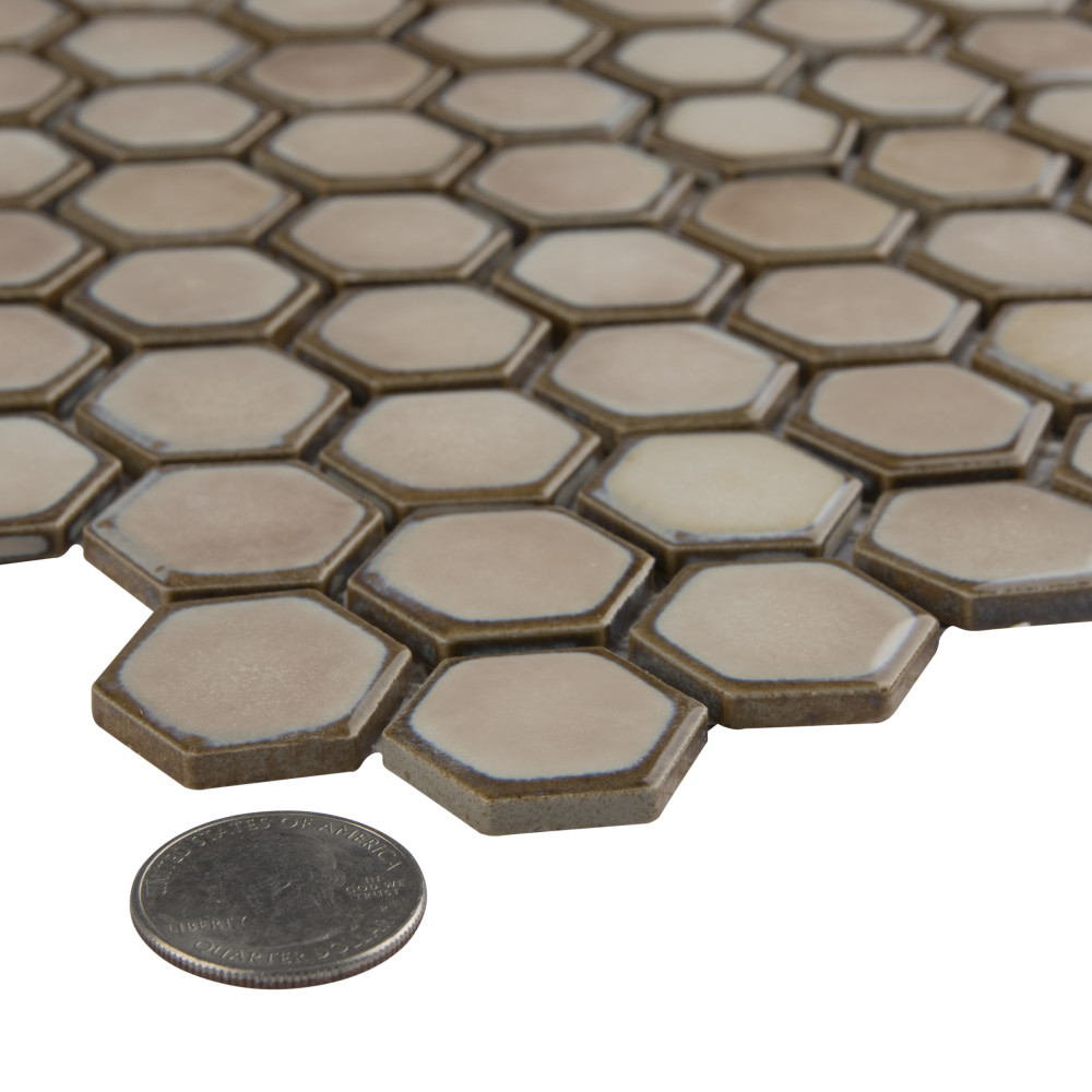 Hudson 1″ Hex Truffle 11-7/8 in. x 13-1/4 in. Porcelain Mosaic Tile