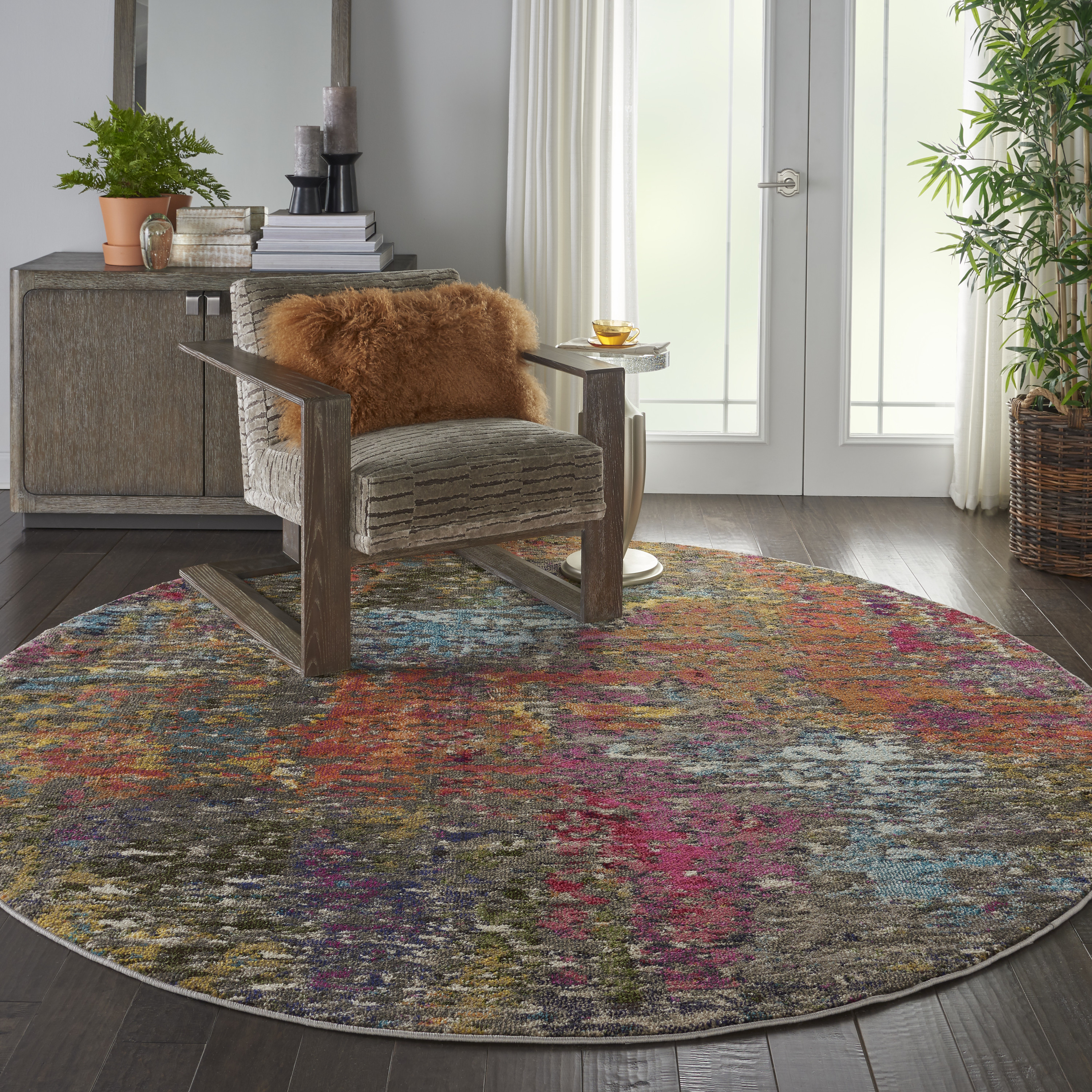Nourison Celestial 7’10” x Round Sunset Modern & Contemporary Indoor Rug