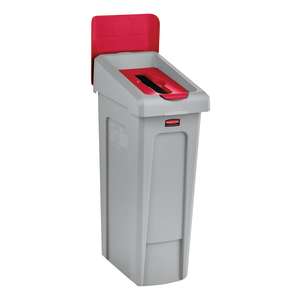 Rubbermaid Commercial, Slim Jim, Paper Slot Insert, Rectangular, Resin, Red, Receptacle Lid