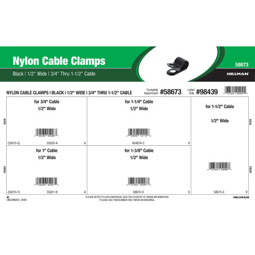 Black Nylon Cable Clamps Assortment (1/2