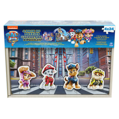 PAW Patrol: The Movie, 4-Pack of Wooden Puzzles, 24-Piece Jigsaw Toy Gift Set with Interchangeable Characters, for Kids Ages 3 and up