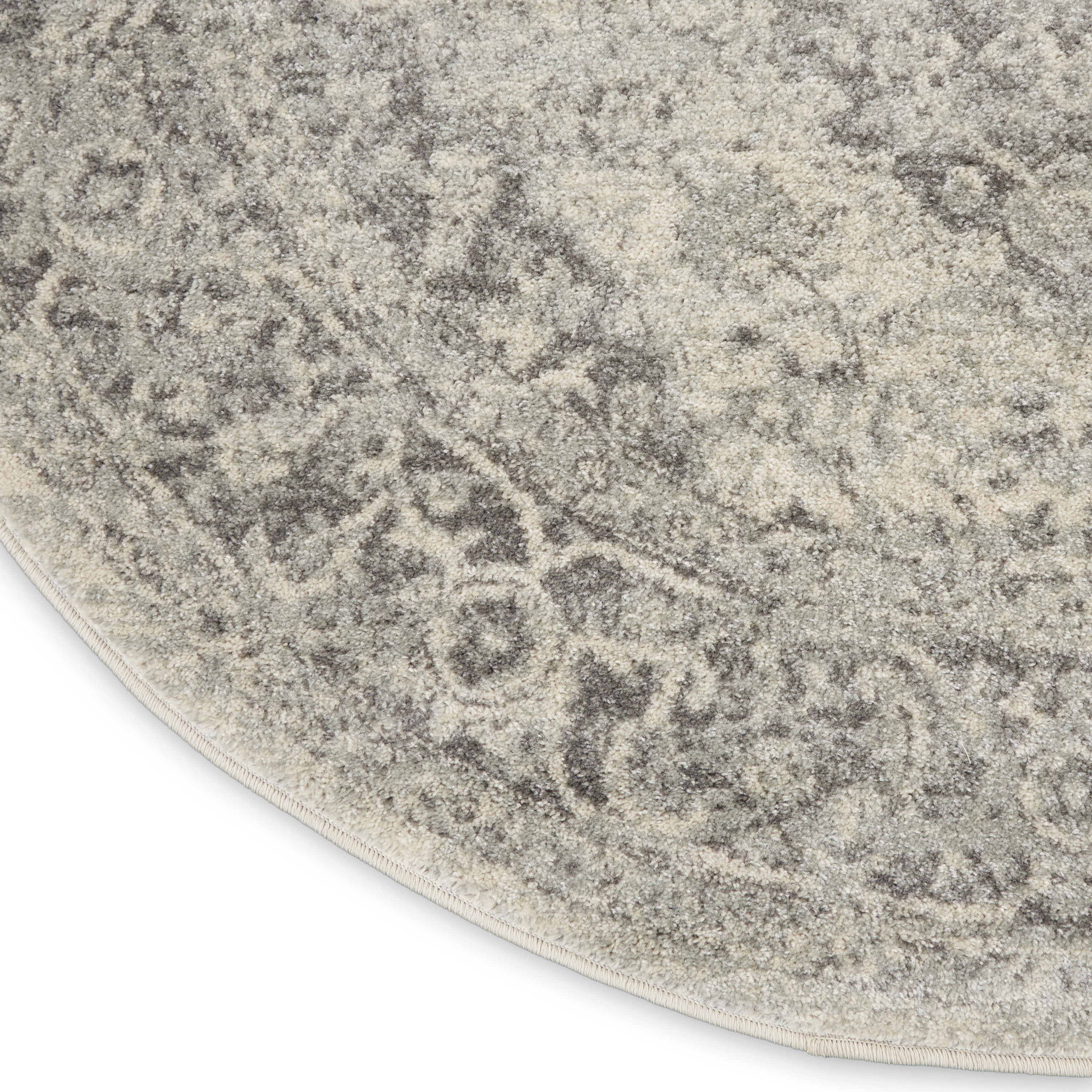Nourison Tranquil 4' x Round Ivory Grey Vintage Indoor Rug