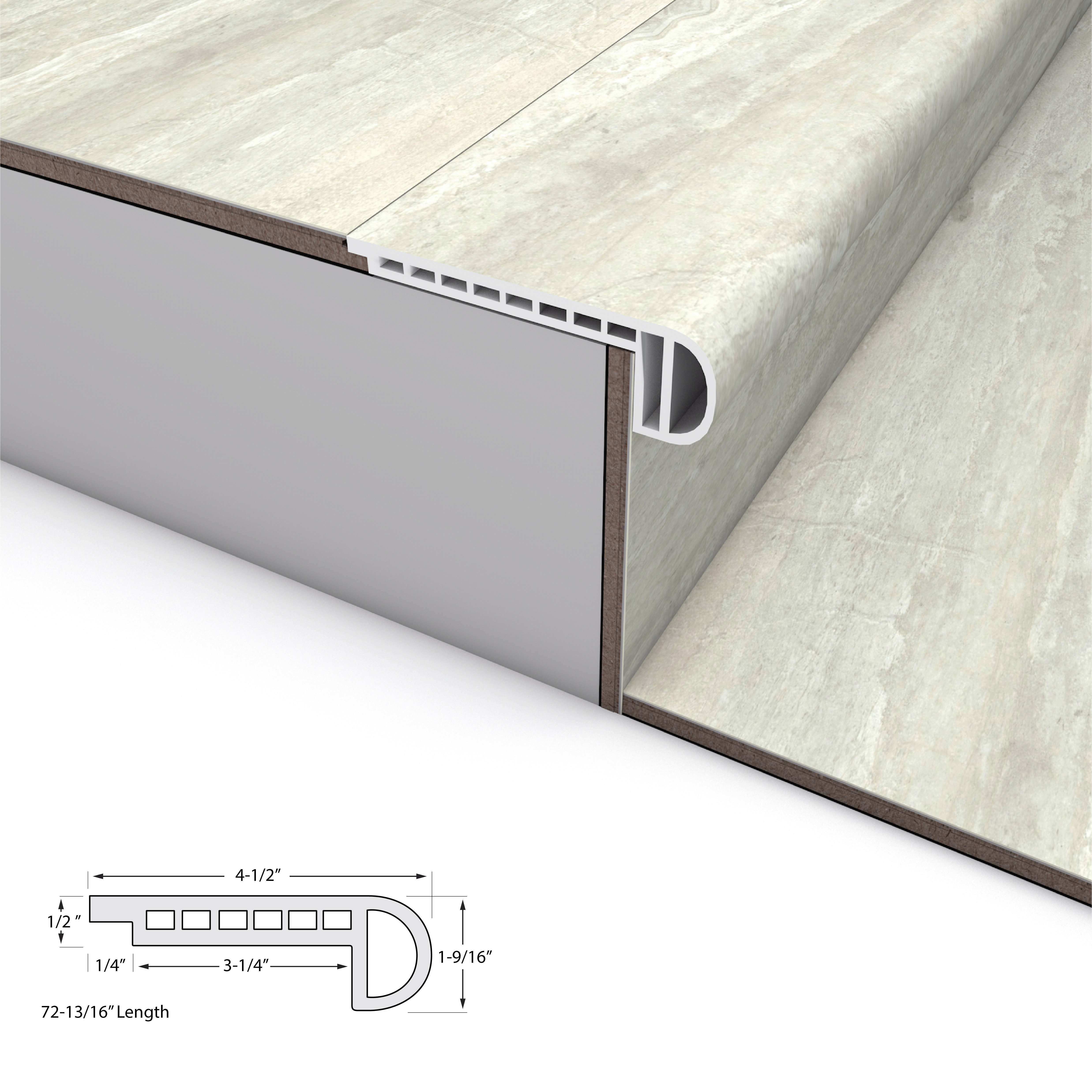 Stinson Marble CALI Vinyl Shorebreak Stair Nosing Flush view 3