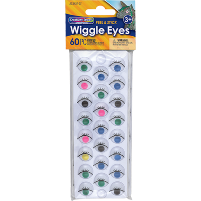 Creativity Street  Peel & Stick Wiggle Eyes on Sheets, Painted,  Assorted Sizes, 60 Pieces