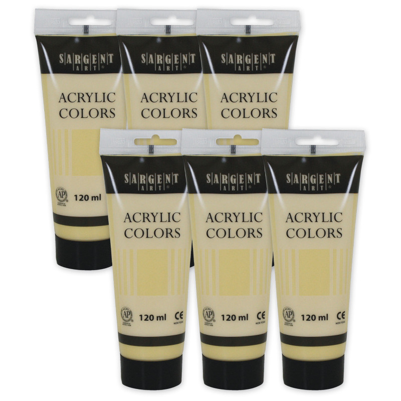 Acrylic Paint Tube, 120 ml, Naples Yellow, Pack of 6