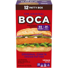 BOCA Original Vegan Chik'n Veggie Patties, 12 ct Box