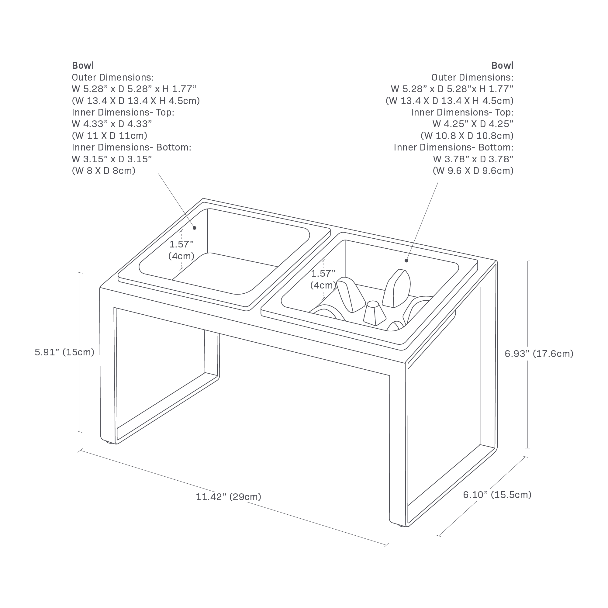 Detailed dimensions image featuring the dimensions 6.1 x 11.42 x 6.93 inches.