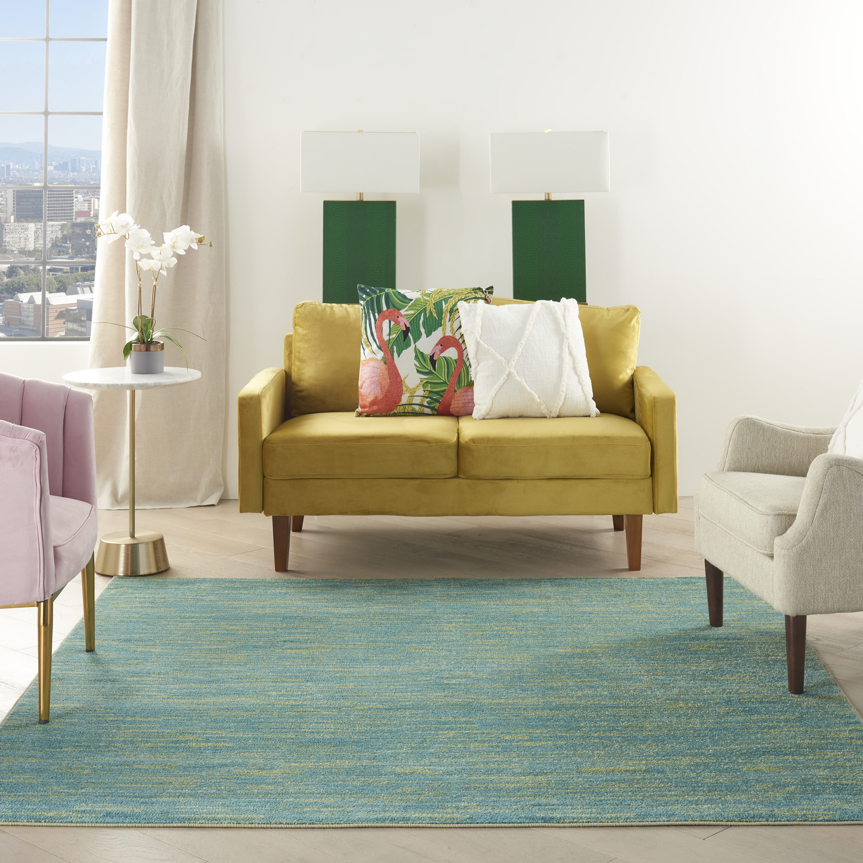 Nourison Nourison Essentials 7' x Square Blue Green Outdoor Rug