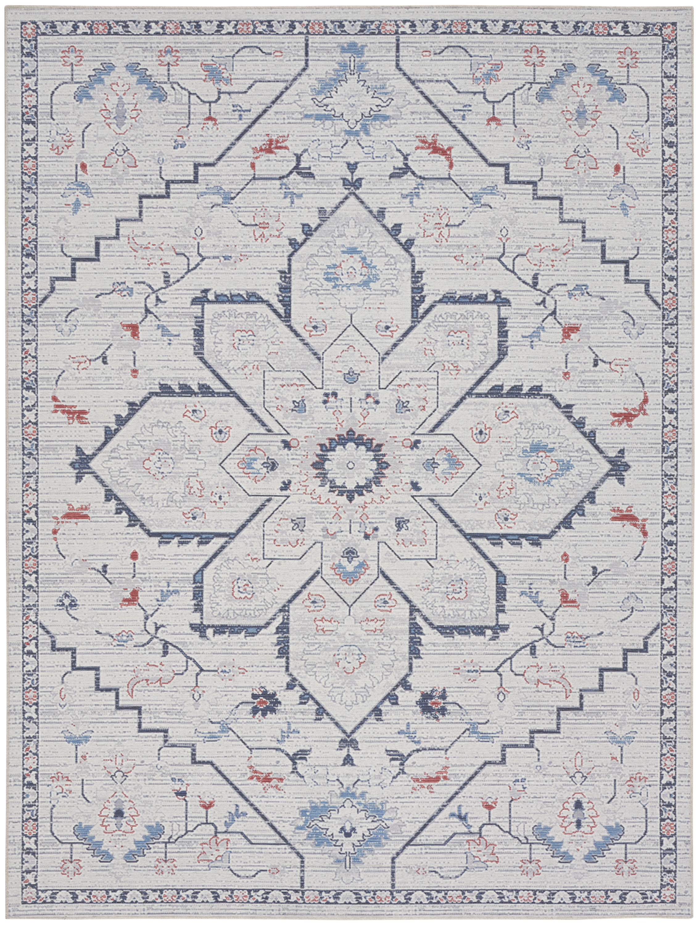 Nourison New Concept Washables 9'2" x 12' Ivory Blue Farmhouse Indoor Rug