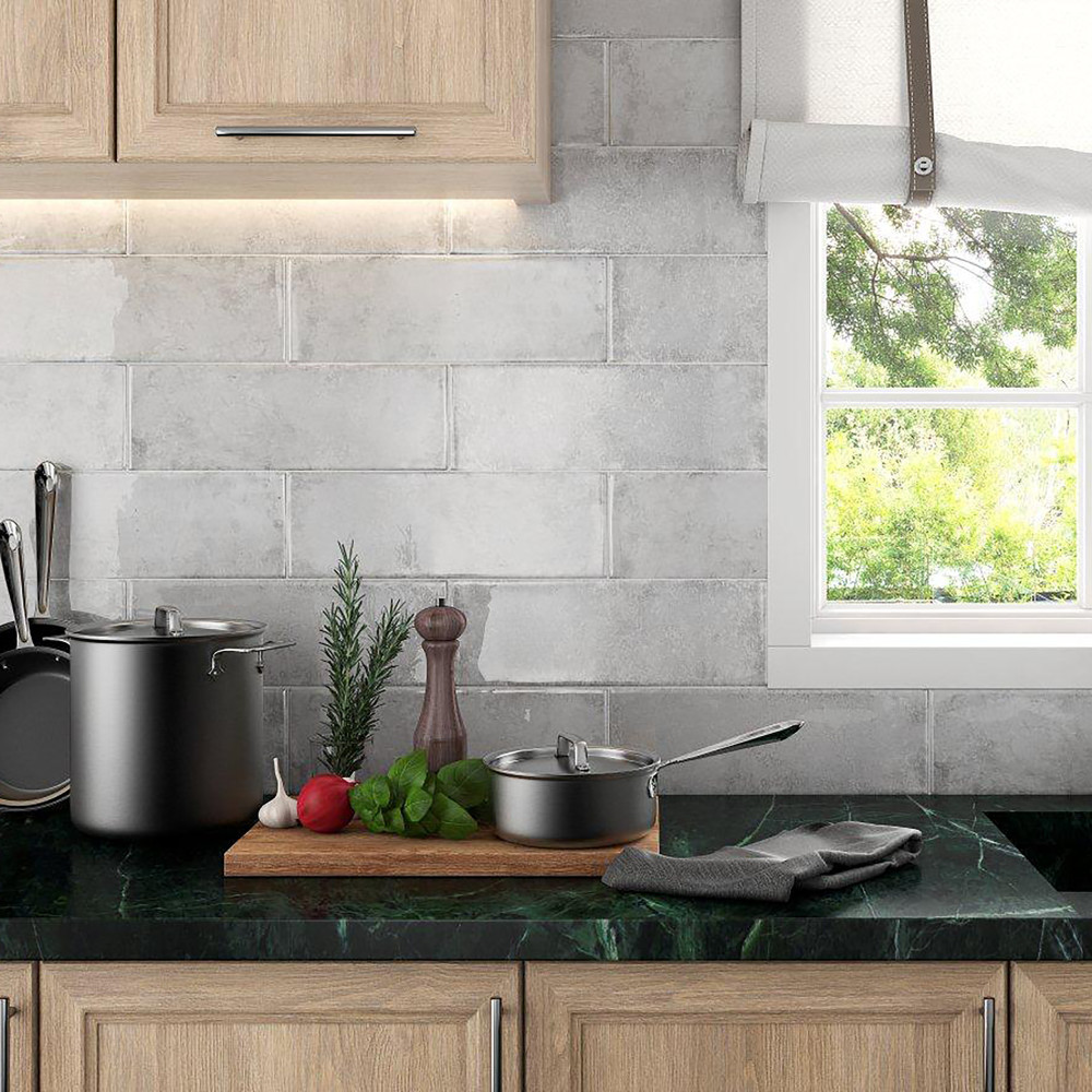 Forever White 5-7/8 in. x 15-3/4 in. Ceramic Wall Tile