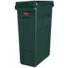 Rubbermaid Commercial, Vented Slim Jim, 23 gal, Resin, Green, Rectangle, Receptacle