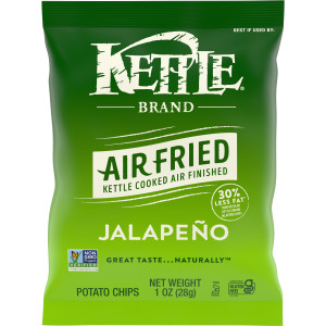 Kettle Brand Potato Chips, Air Fried Jalapeno Kettle Chips, 1 Oz Snack Bag