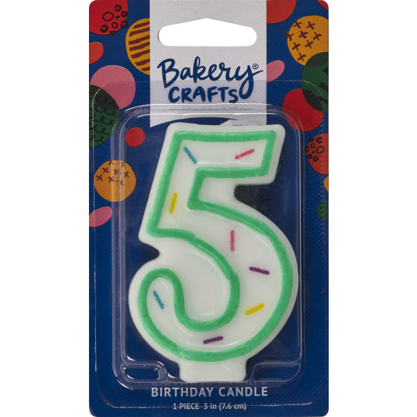 5 Green Sprinkle Numeral Candles