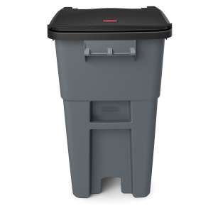 Rubbermaid Commercial, Rollout, 50 gal, Resin, Gray, Square, Receptacle