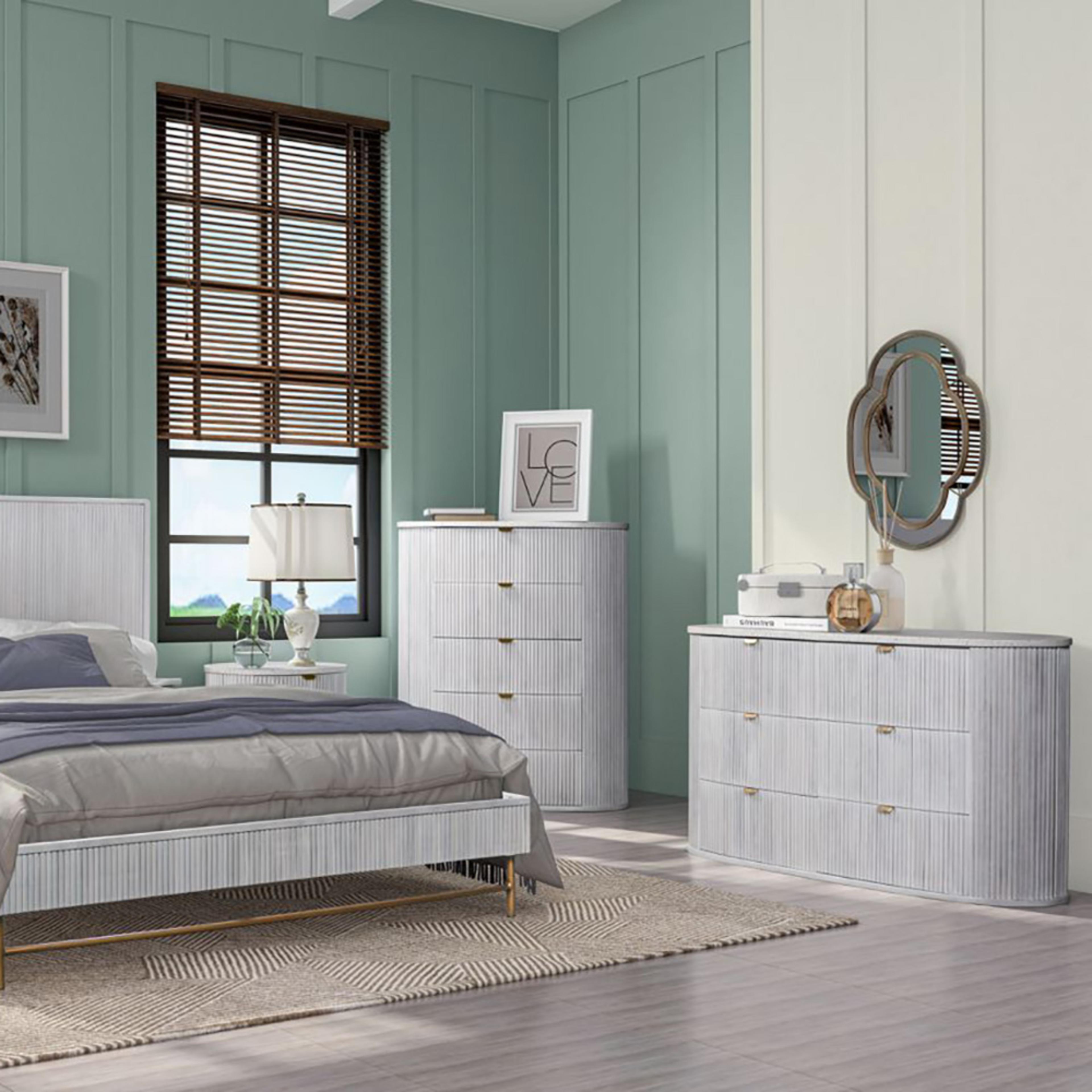 Lifestyle image of the Razzo Tallboy (5 Drawer), Whitewash from Forty Winks