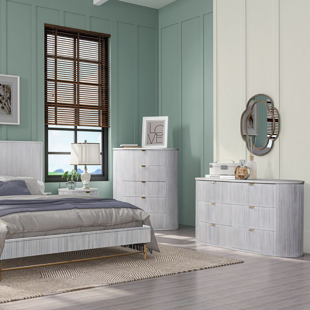Lifestyle image of the  Razzo Tallboy (5 Drawer), Whitewash from Forty Winks