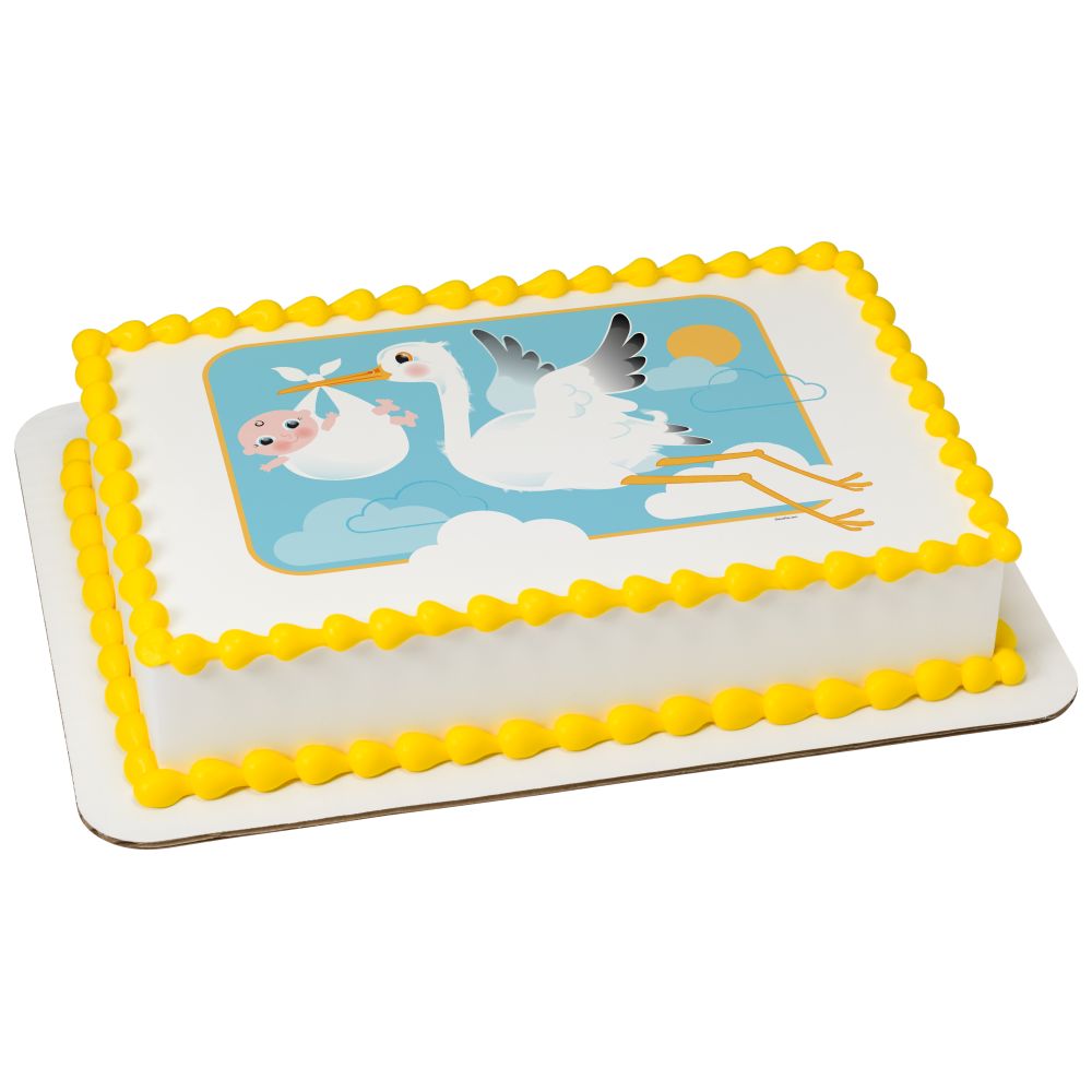 Image Cake Stork and Baby