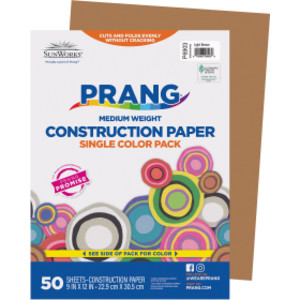 Construction Paper, Medium Weight, Light Brown, 9" x 12", 50 Sheets