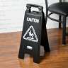 Rubbermaid Commercial, Executive Series, Multilingual Caution, Wet Floor Sign, Black, 26"