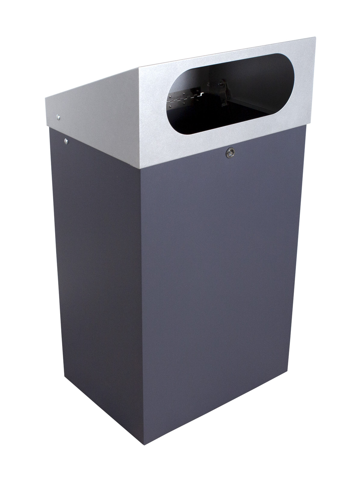 Busch Systems Reflection Series waste and recycling container angled view