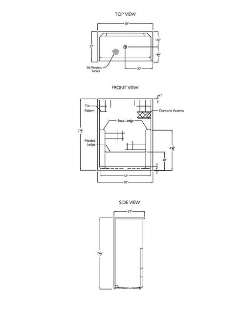 Technical Drawing — Cd Shower Tech Draw Xst 6033 Sh Ns