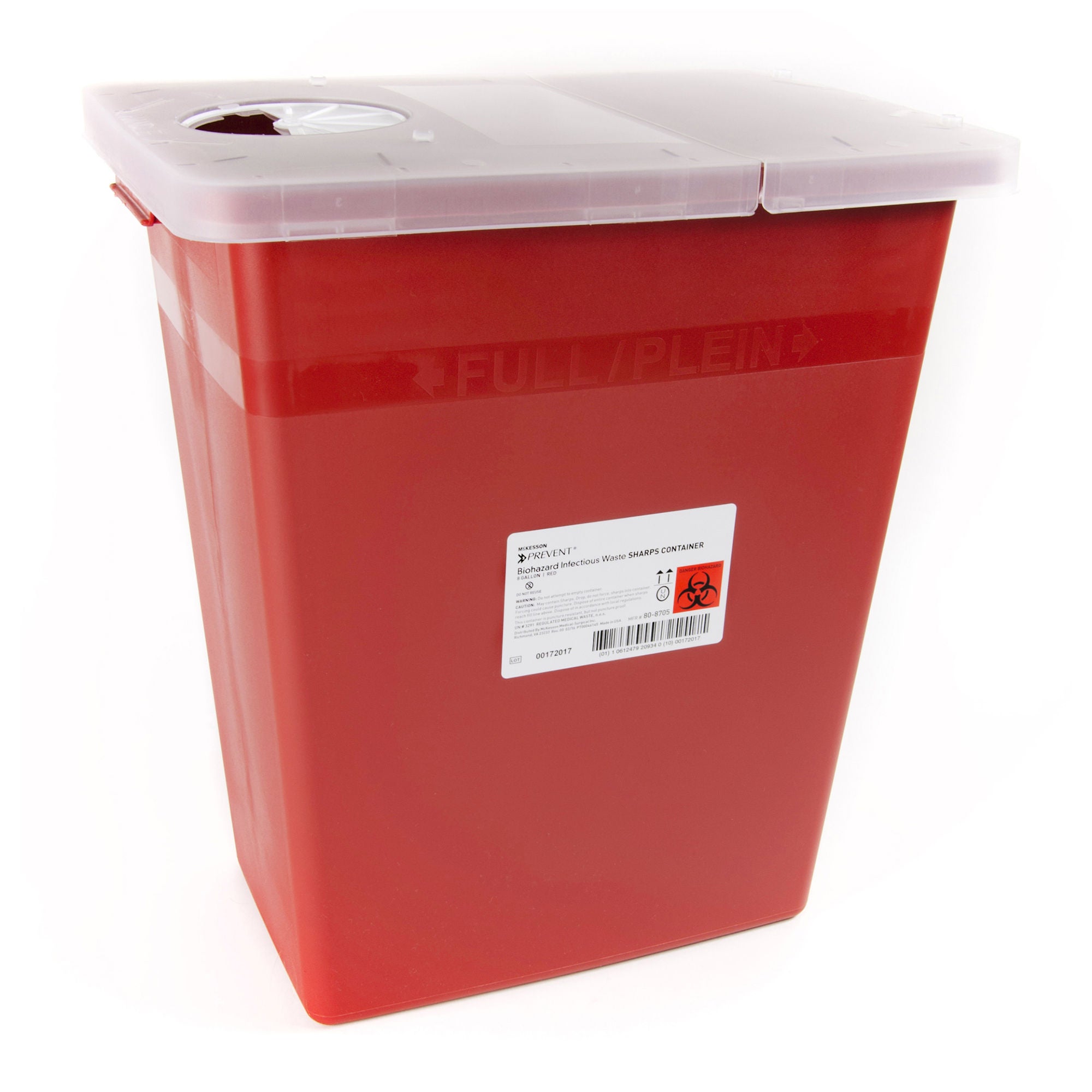 McKesson Prevent® Sharps Container, 8 Gallon, 13.75 x 13.75 x 14 Inch