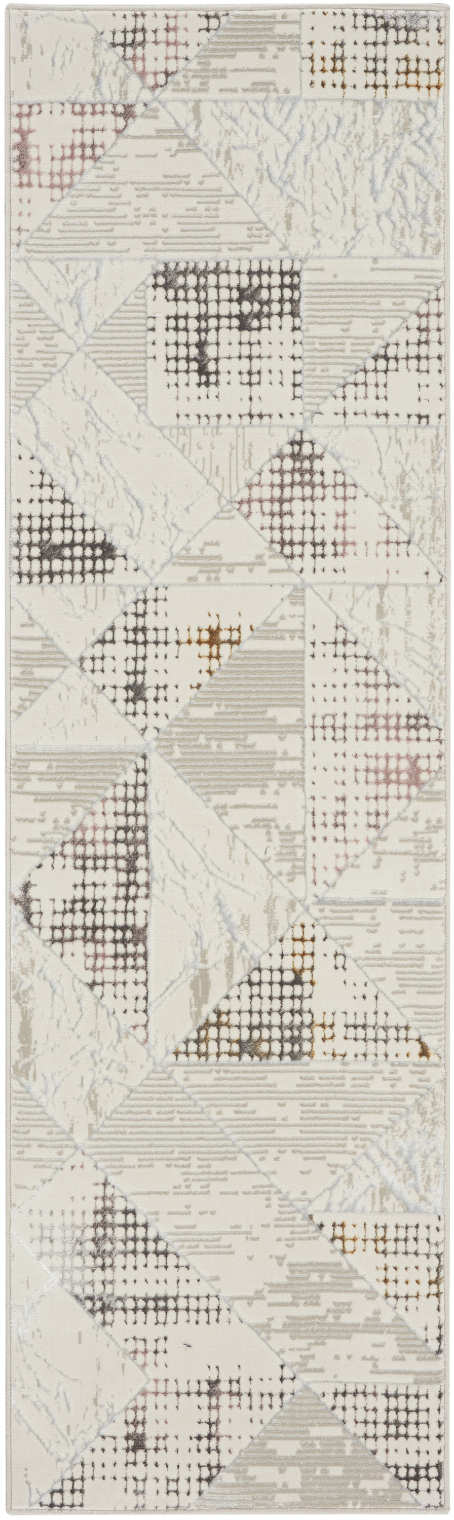 Nourison Glitz 2'3" x 7'6" Ivory Multicolor Contemporary Indoor Rug