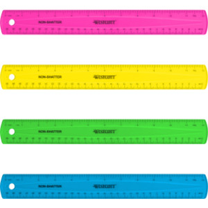 12" Shatterproof Ruler with Anti-Microbial, Assorted Translucent Colors (No Color Choice)
