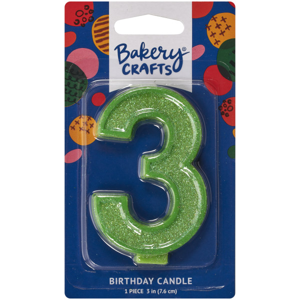 3 Glitter Numeral Candles