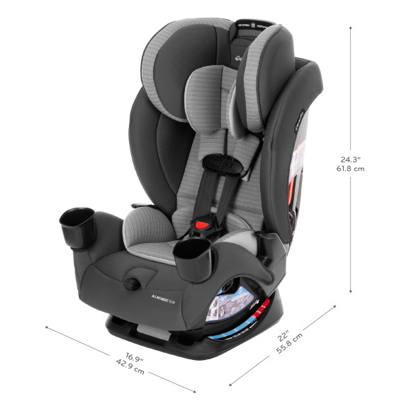 All4Stages Slim 4-in-1 Convertible Car Seat dimensions diagram