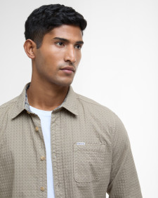 Irvine Textured Tailored Long-Sleeved Shirt Washed Stone