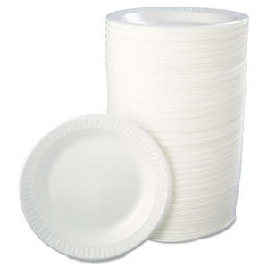 Dart, Quiet Classic Laminated Foam Dinnerware, Plate, 10.25" Dia, White