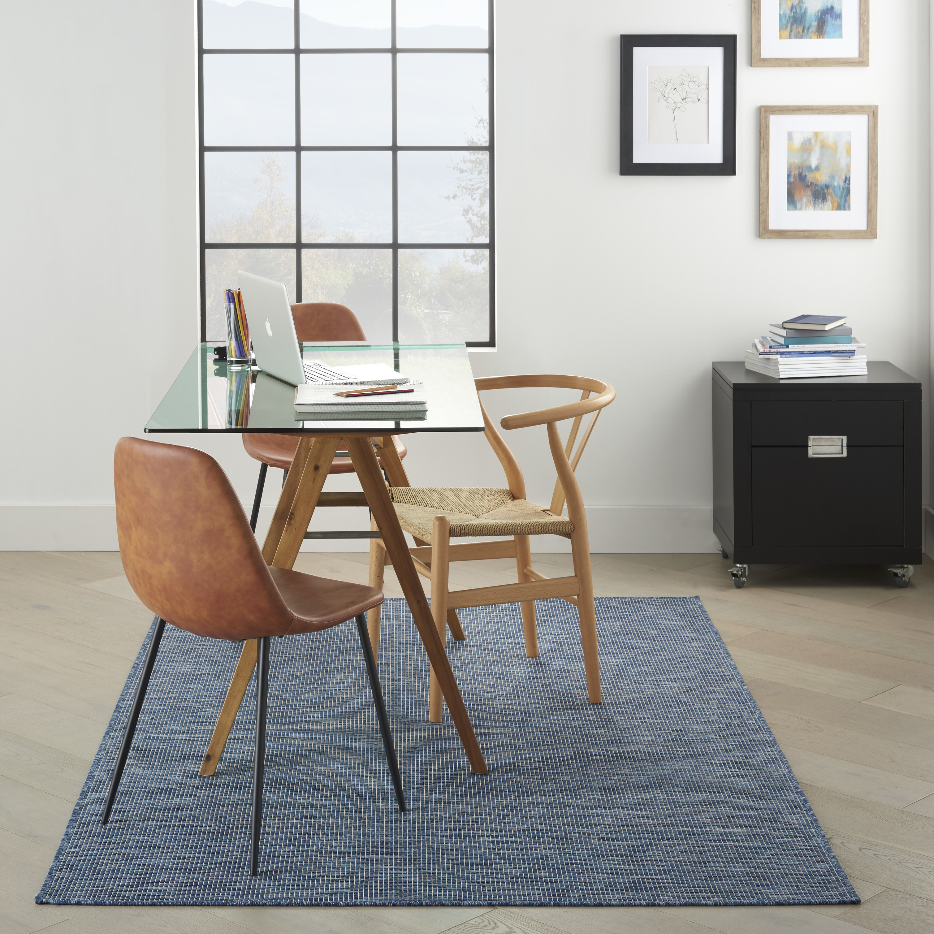 Nourison Positano 5' x 7' Navy Blue Modern Rug