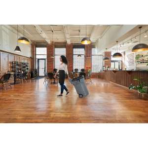 Rubbermaid Commercial, VENTED BRUTE, Wheeled, 32 gal, Resin, Gray, Round, Receptacle