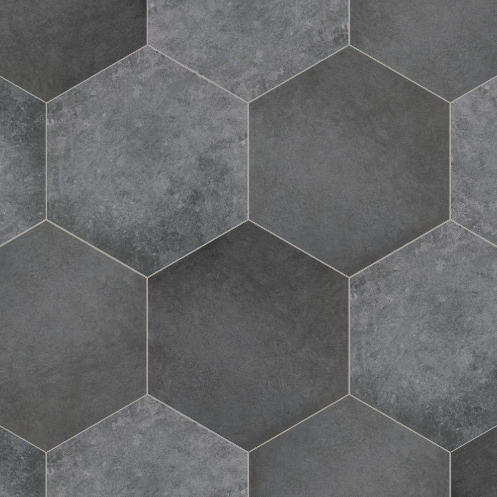 Heritage Hex Carbon 7 in. x 8 in. Porcelain Floor and Wall Tile