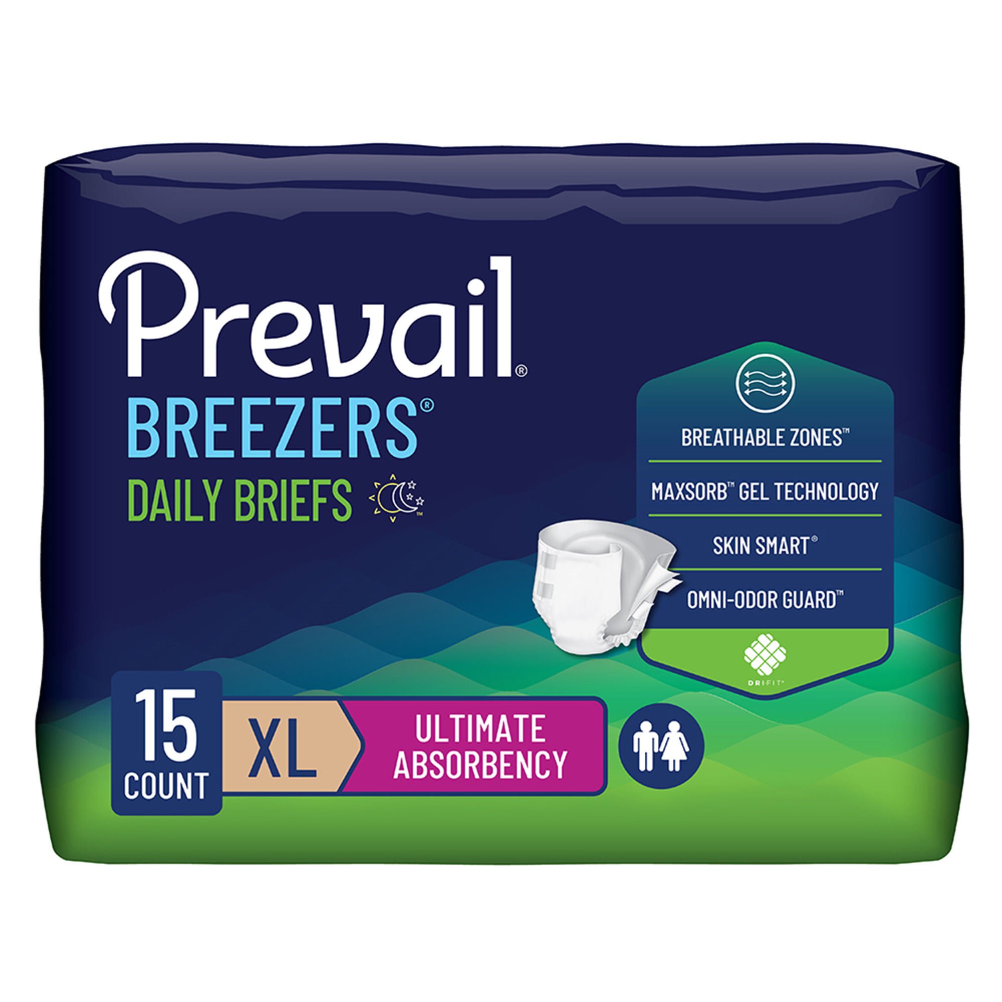 Prevail® Breezers® Ultimate Absorbency Incontinence Briefs, Extra Large
