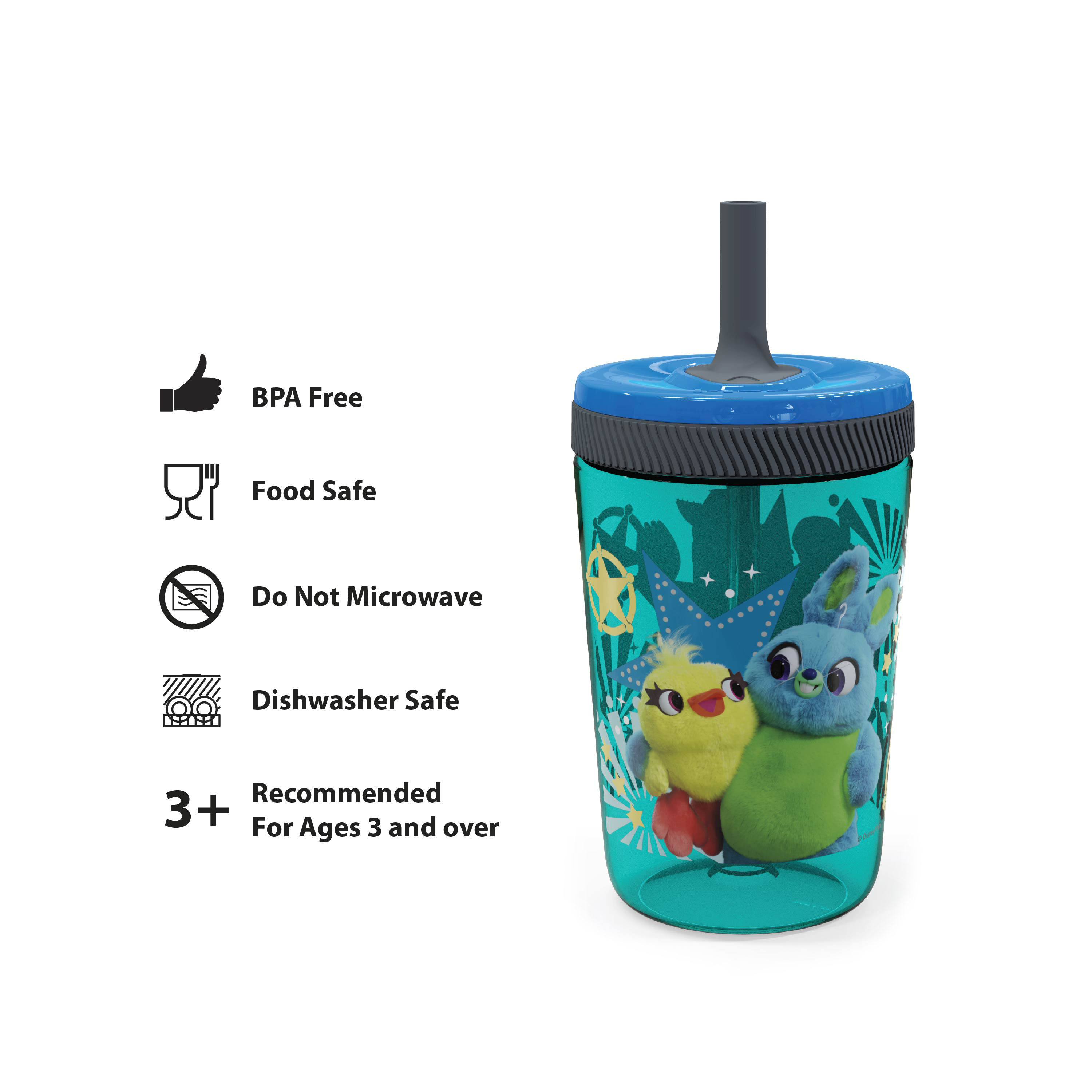 Disney and Pixar 15  ounce Plastic Tumbler with Lid and Straw, Buzz Lightyear and Friends, 2-piece set slideshow image 3