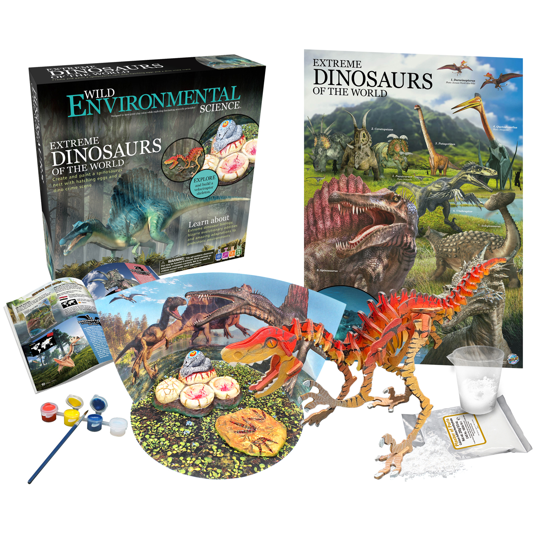 WILD ENVIRONMENTAL SCIENCE Extreme Dinosaurs of the World - For Ages 6+ - Create and Customize Models and Dioramas - Study the Most Extreme Dinosaurs
