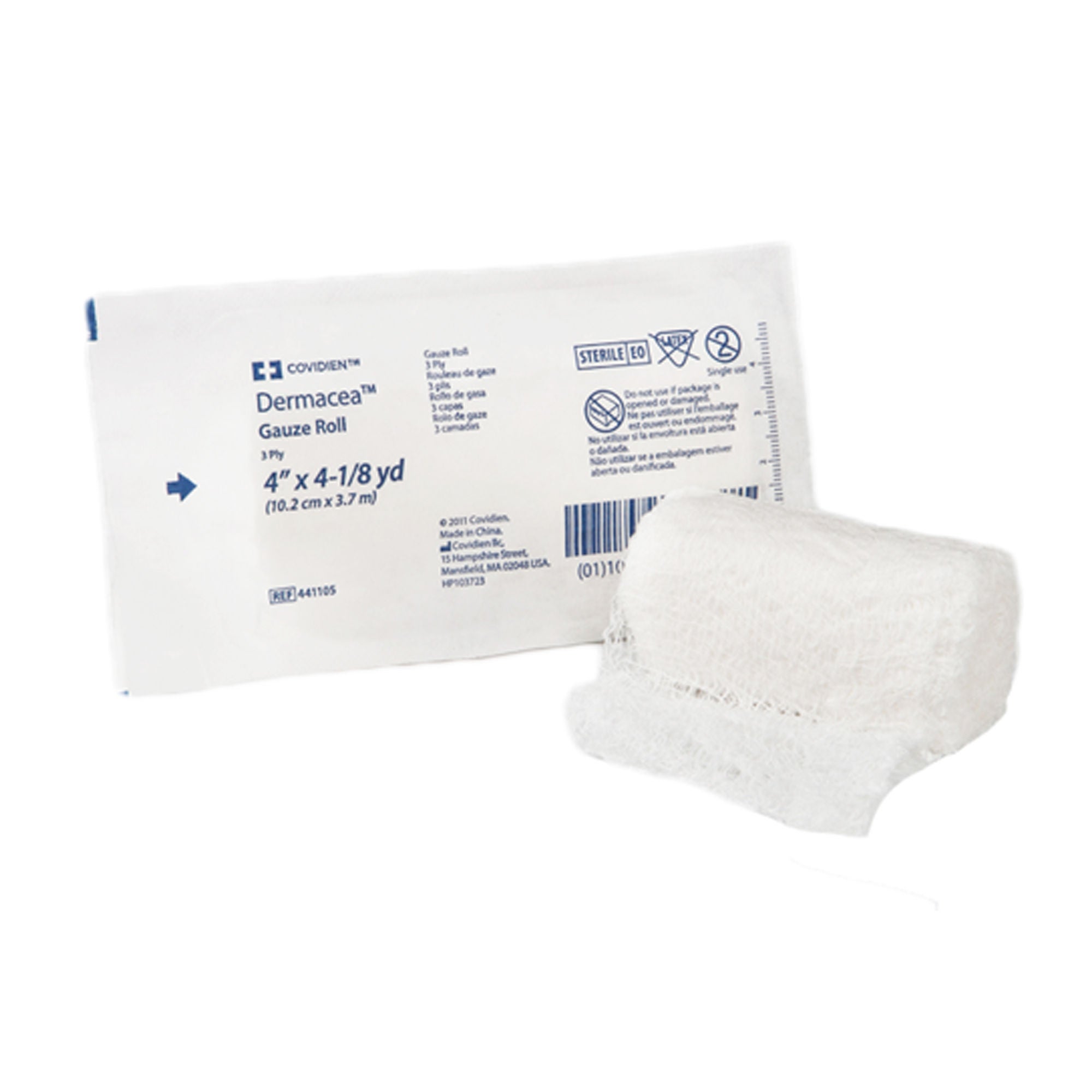 Dermacea™ Sterile Fluff Bandage Roll, 4 Inch x 4-1/8 Yard, Three-Ply