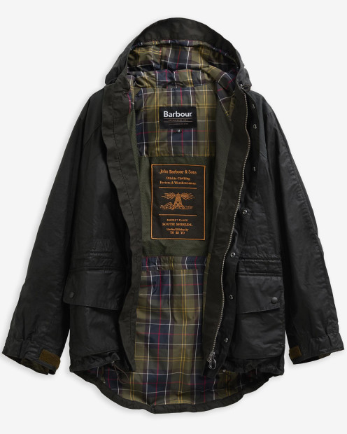 Barbour x TO KI TO Mountain Waxed Jacket Sage