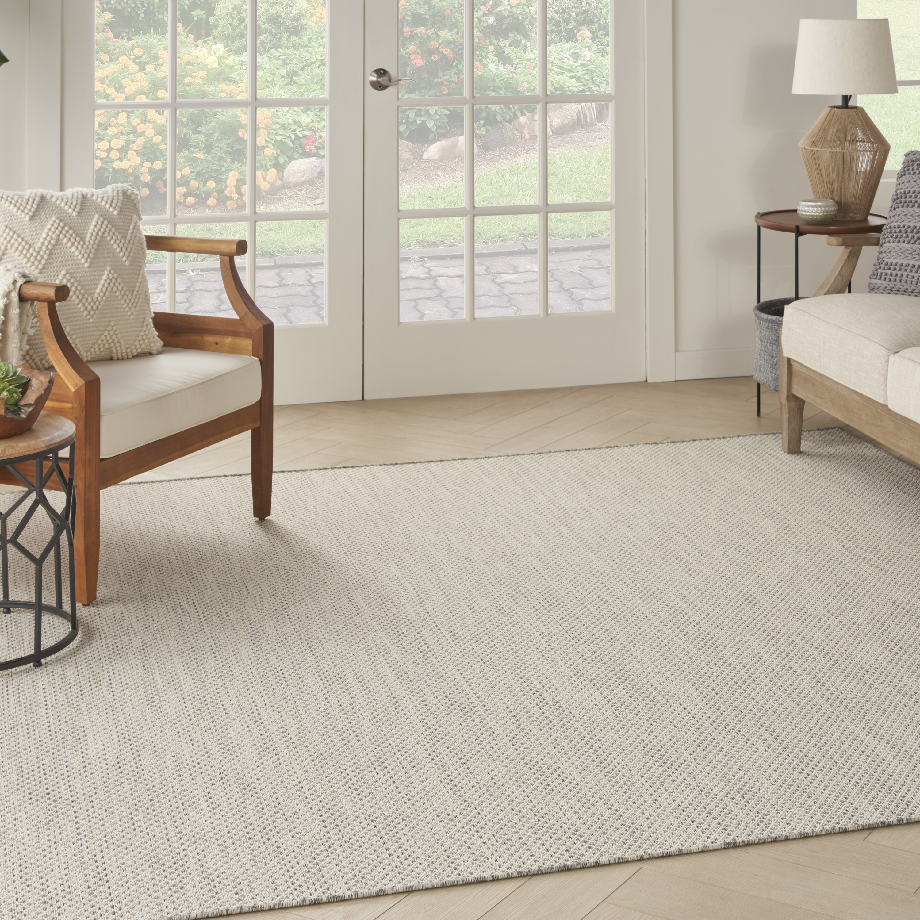 Nourison Courtyard 8' x Square Ivory Silver Modern Rug