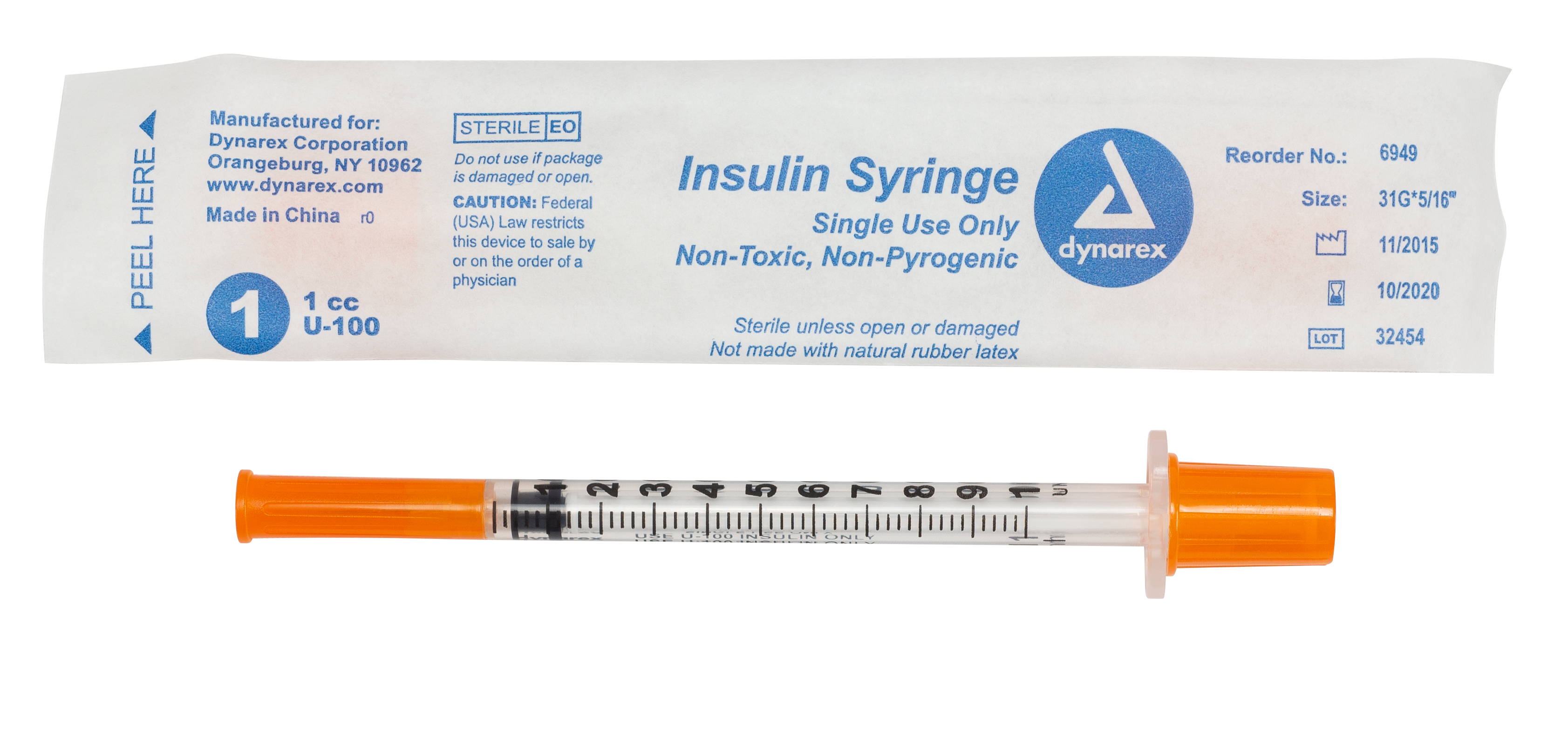 Insulin Syringe N/S - Individual Wrapped - 1cc - 31G, 5/16