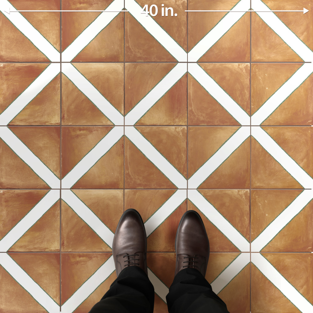 Sentier des Ocres Treillis Green 7-7/8 in. x 7-7/8 in. Porcelain Floor and Wall Tile