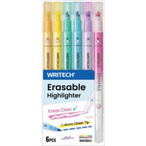 Dual Tip Erasable Highlighters, Neon Colors, 6 Count
