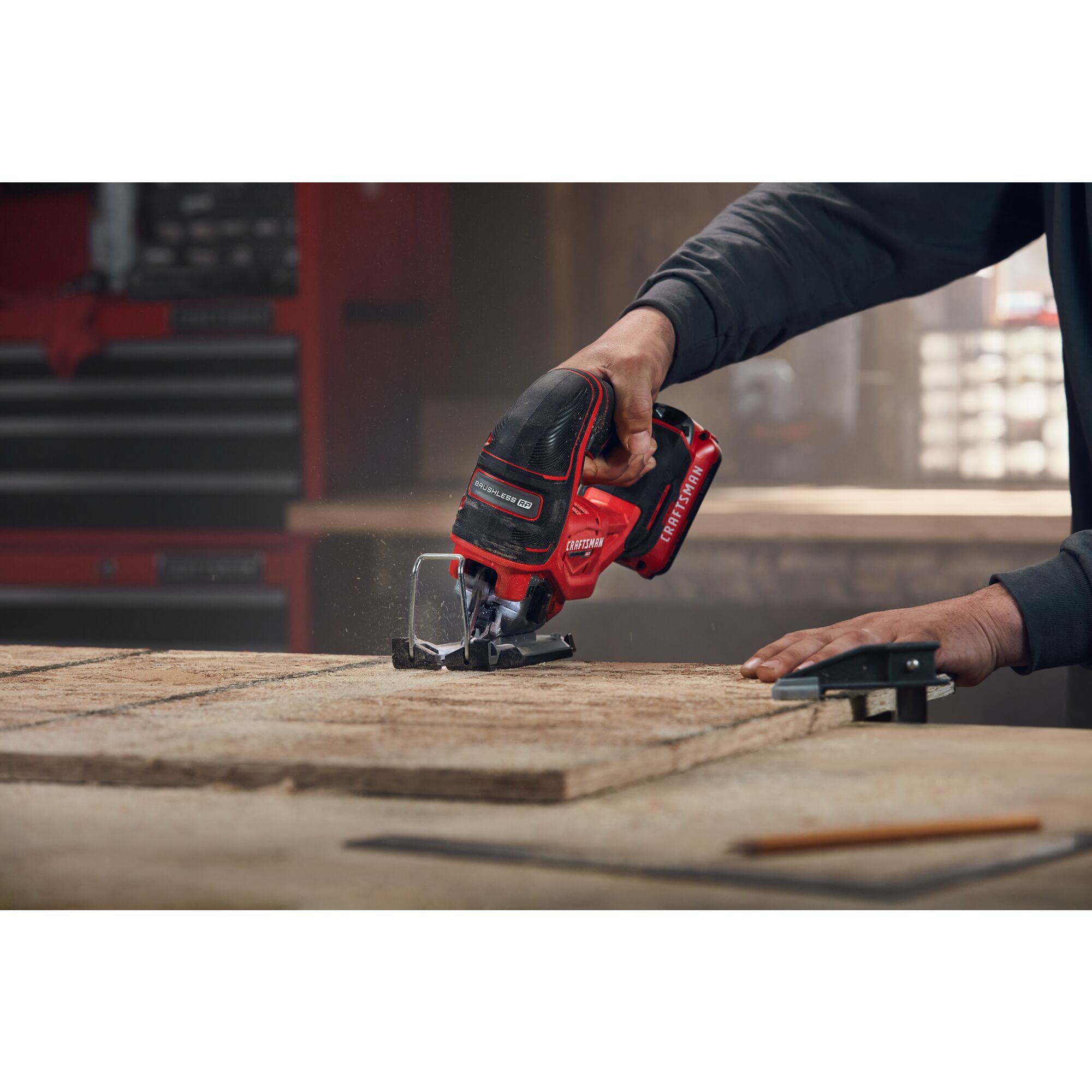 CRAFTSMAN V20 BRUSHLESS RP Jigsaw in use - battery sold separately 