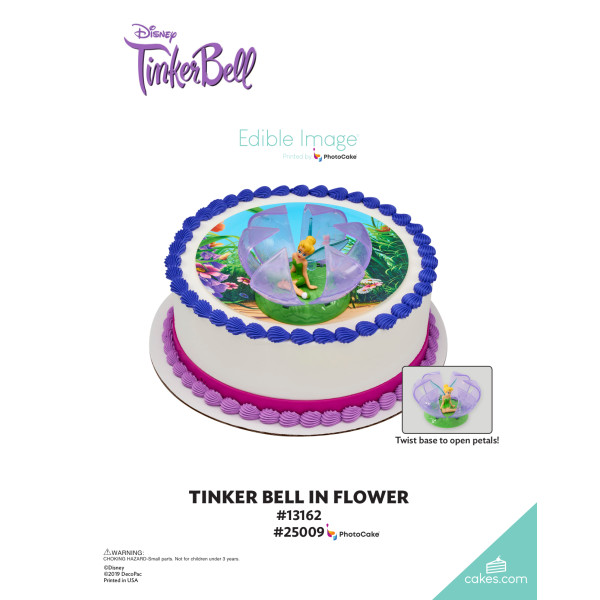 Disney's Tinker Bell in Flower The Magic of Cakes® PhotoCake® Enhanced Round Background Page