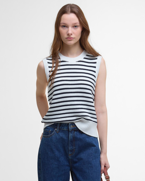 Emberly Striped Sweater Vest Cloud/Navy